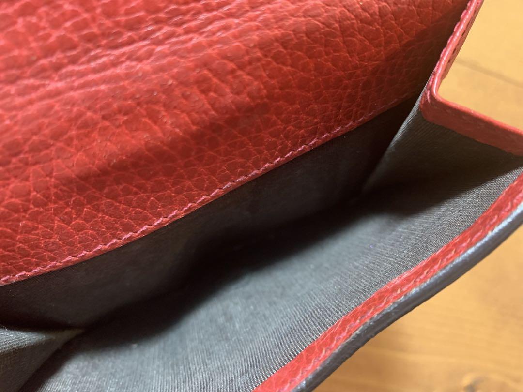 グッチ Wホック財布 インターロッキング 二つ折り レザー 赤