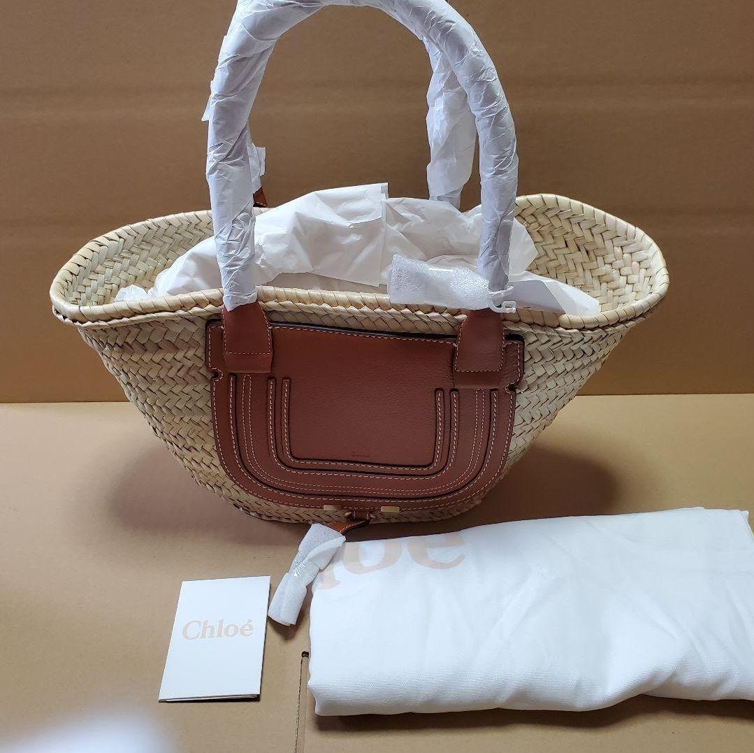 【関税込・国内発送】ラフィアエフェクトミディアム かごバッグ 新品 クロエ☆MARCIE ラフィア ミディアム かご バッグ