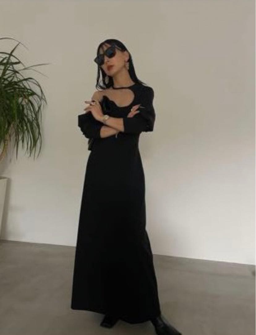 ◾️新品◾️ LAKE CURVE TRICOT RIB DRESS ブラック S-