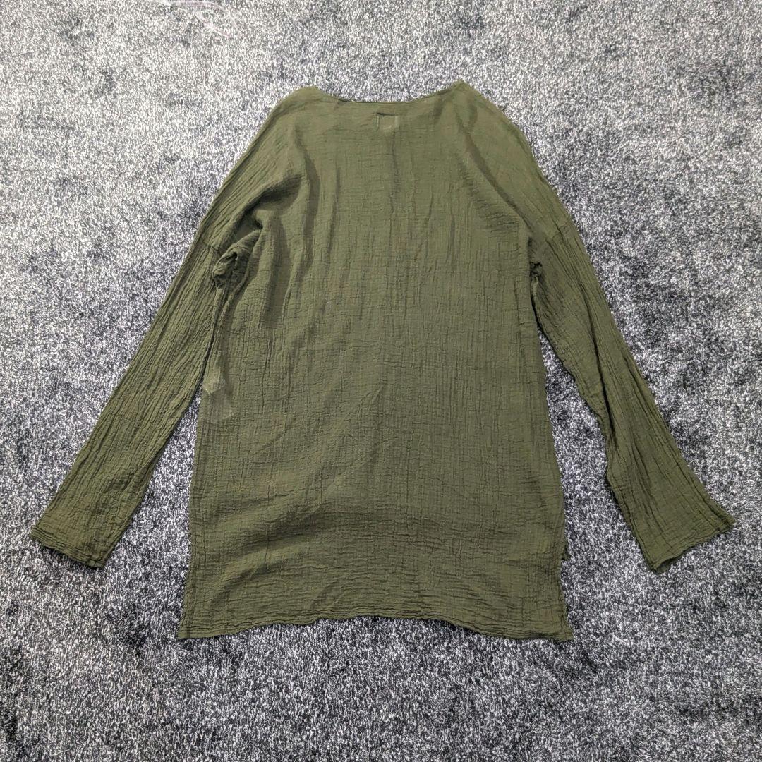 【美品】 plage アトリエフランセ 別注 ヘンリーネック 長袖シャツ　カーキ