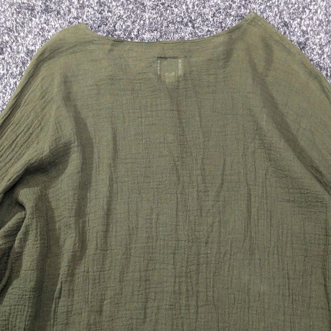 【美品】 plage アトリエフランセ 別注 ヘンリーネック 長袖シャツ　カーキ