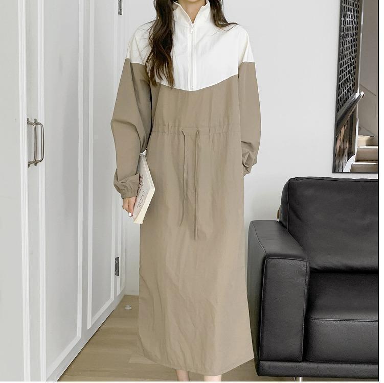 大きいサイズ レディース ロング　ワンピース　カーキ　春 秋冬 新品 長袖