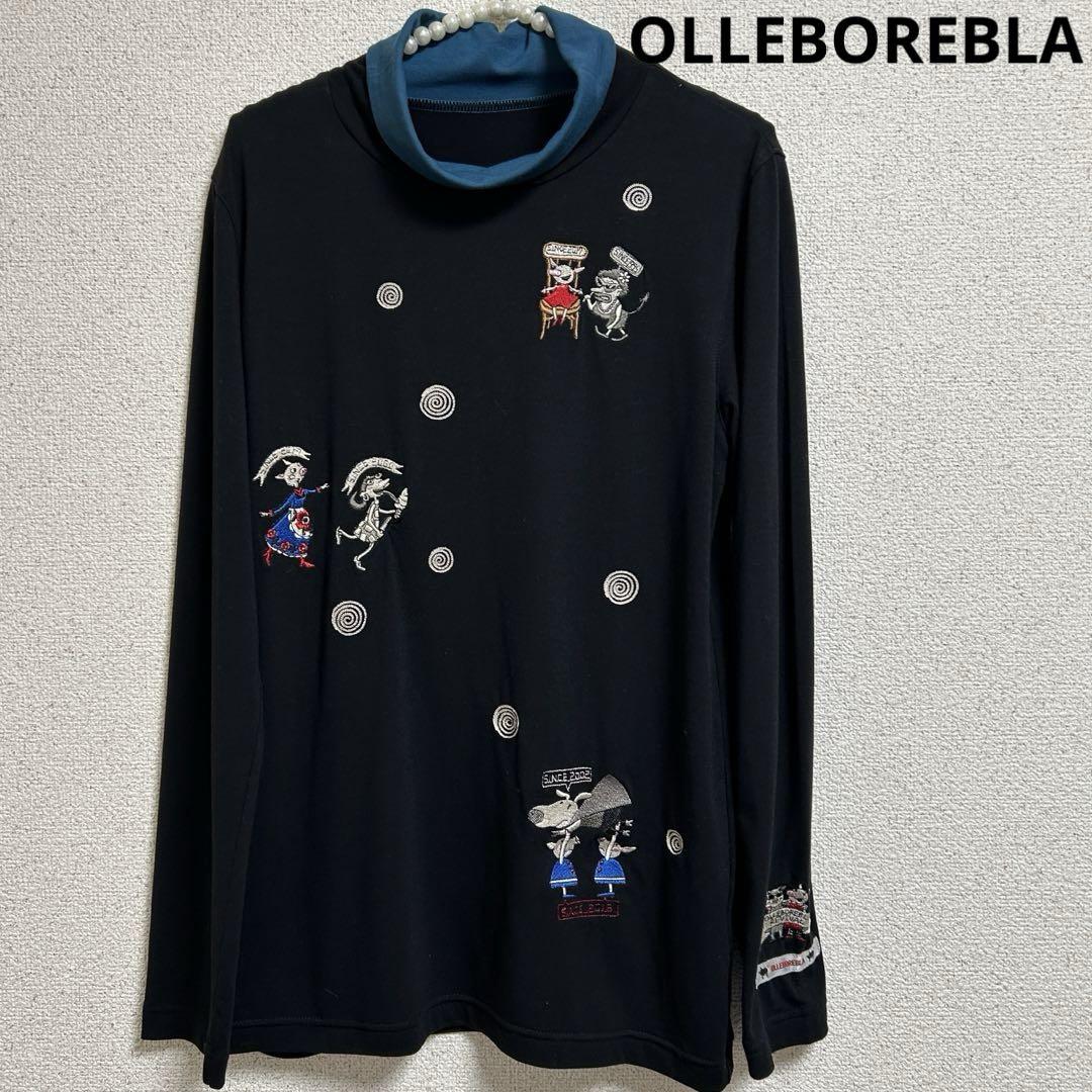 美品 OLLEBOREBLA アルベロベロ アンサンブル ブタさん 刺繍 極美品】アルベロベロ OLLEBOREBLA カットソー 刺繍 豚さん 黒