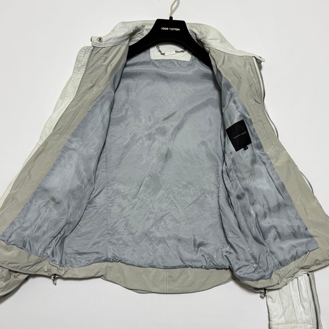 ✨高級 ラムレザー✨ ジョセフオム シングルライダース ホワイト ドッキング ✨高級 ラムレザー✨ ジョセフオム シングルライダース ホワイト ドッキング