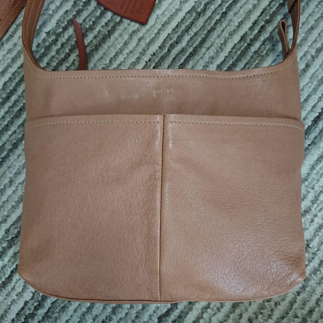 genten レザーショルダーバッグ ベージュ