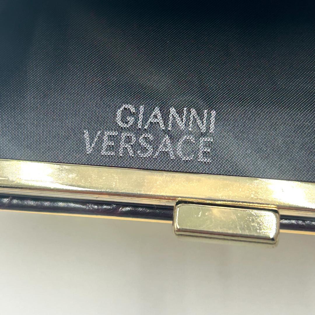 Versace ヴェルサーチ 財布 二つ折り グレカ クロコ パープル ゴールド