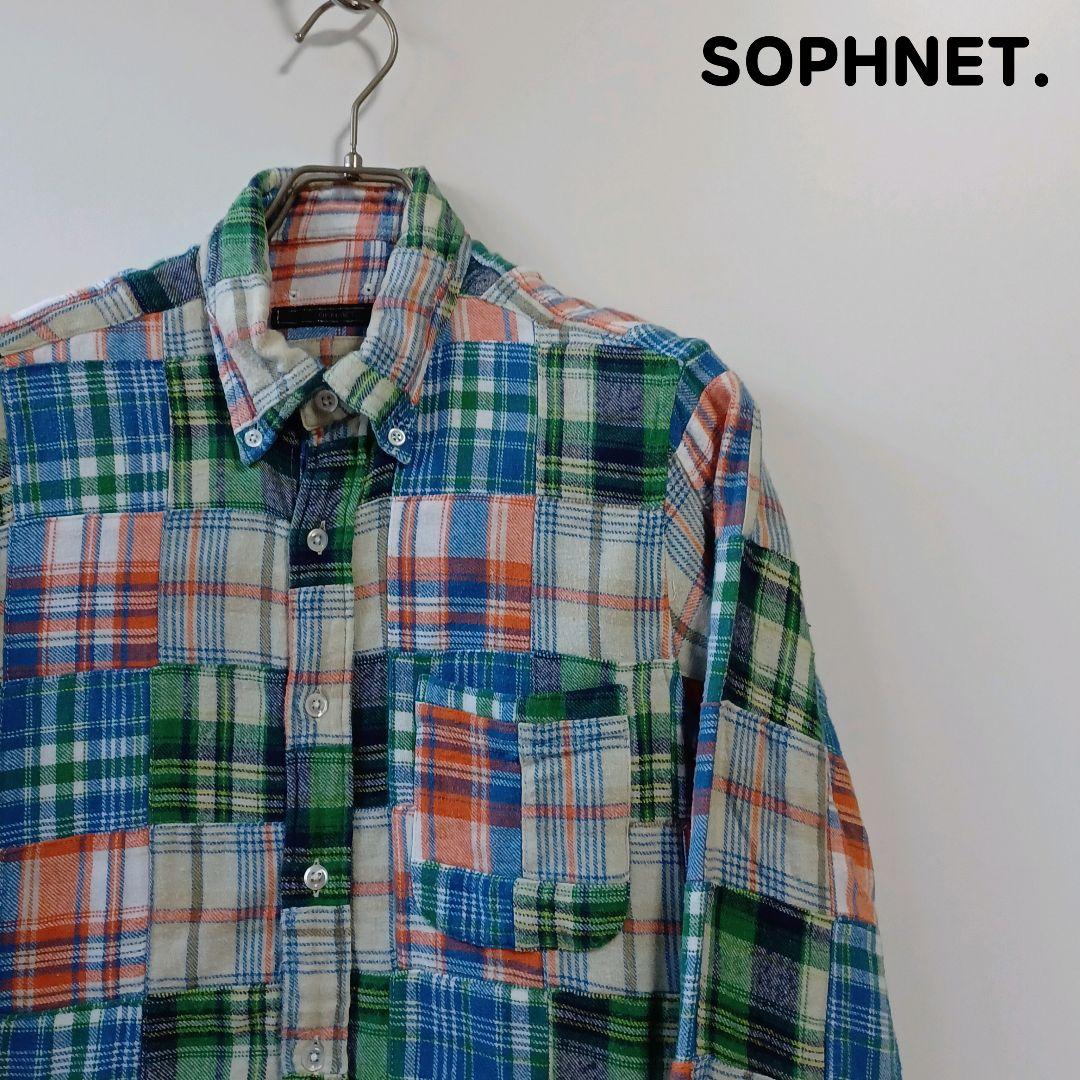 SOPHNET.　ソフネット　ネルシャツ　パッチワーク　リブ