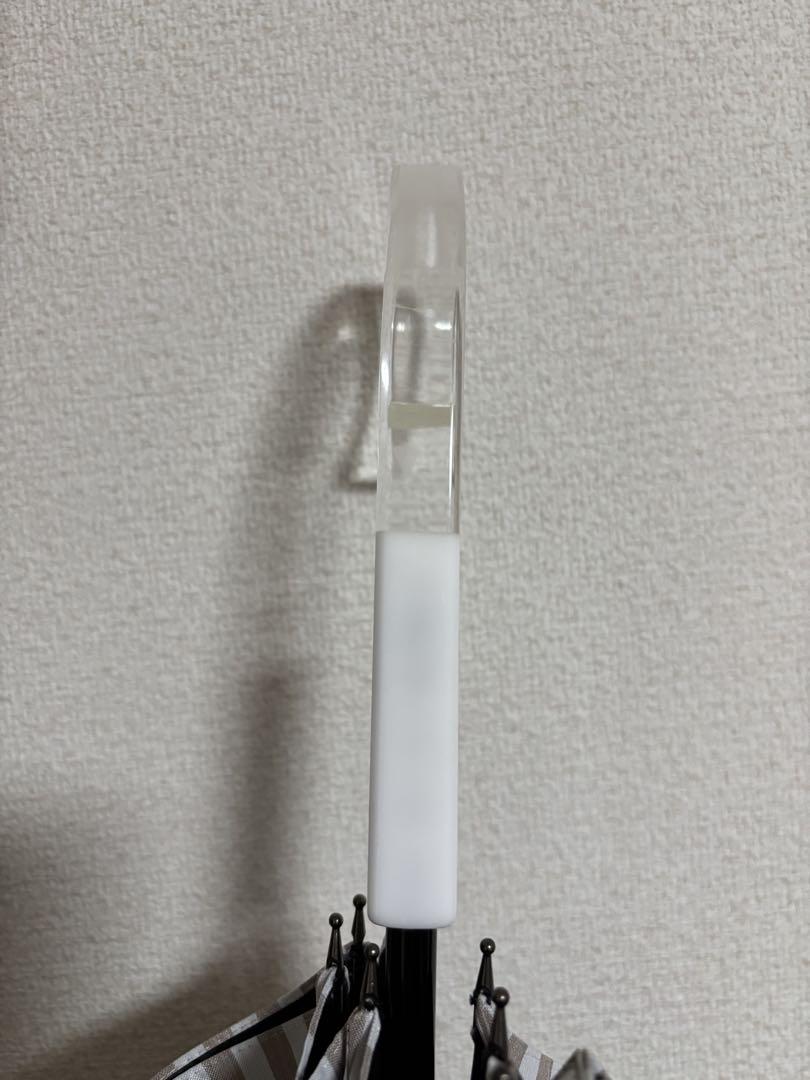サンバリア100 長傘 Mサイズ ストライプ モカ クリア手元