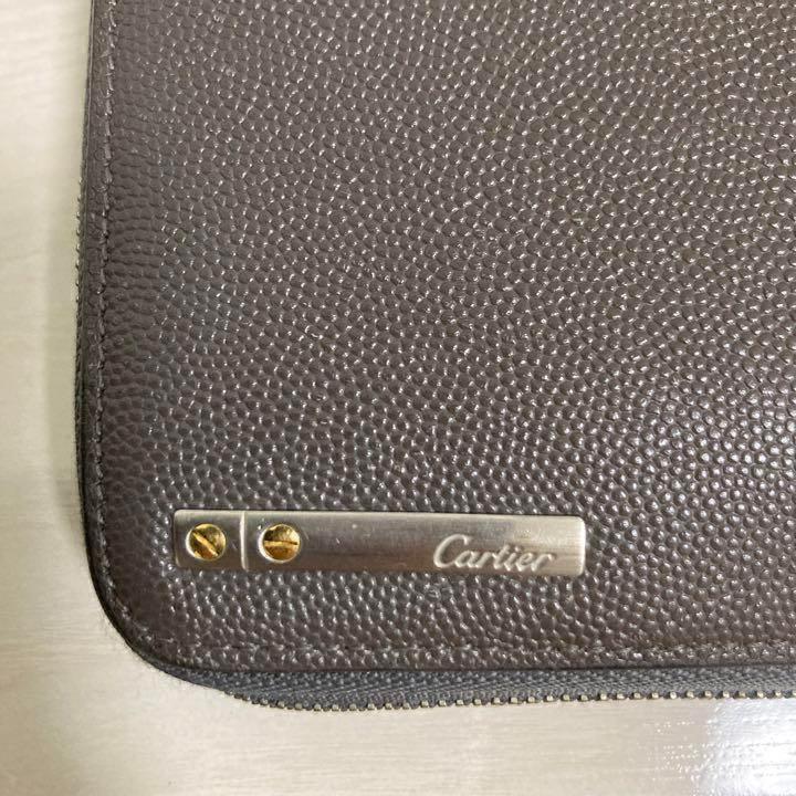【大特価】カルティエ 長財布 サントス キャビアスキン ラウンドファスナー