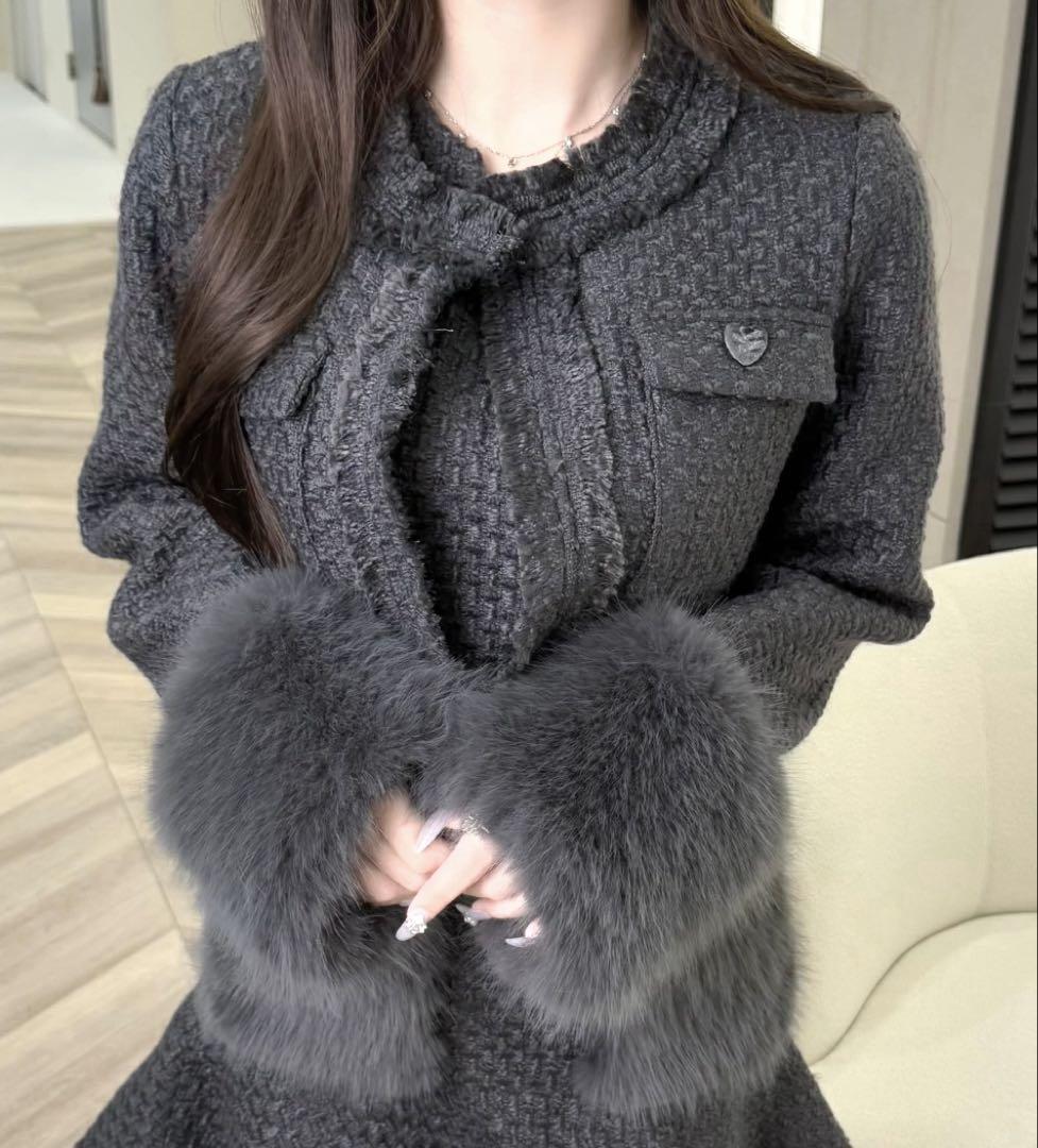 【完売品】lumignonルミニョン tweed fur snow jacket