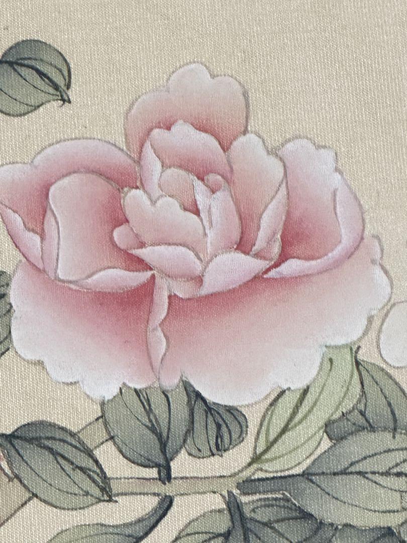 古い日本画 鳥と花の絵 絹本 サインあり レトロ 額 - メルカリ