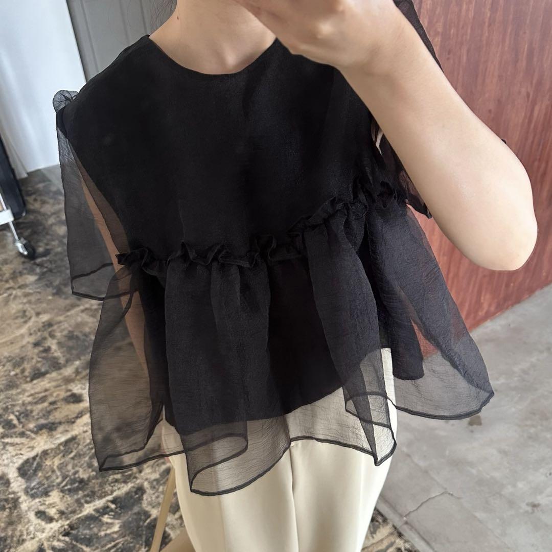 i_am volume tulle blouse ブラック