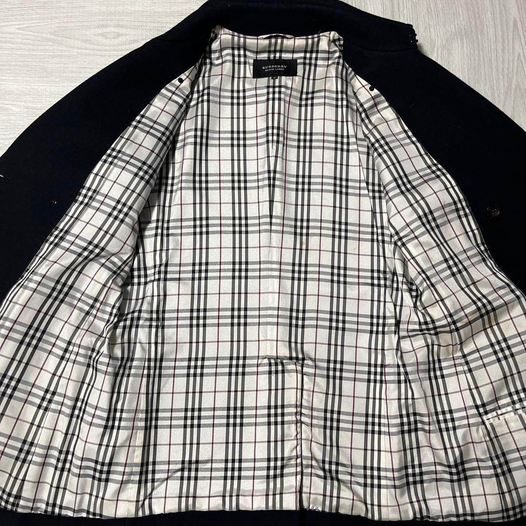 生命 BURBERRY BLACK LABEL ダブル ブレストピーコート ウール MM・BURBERRY BLACK LABEL