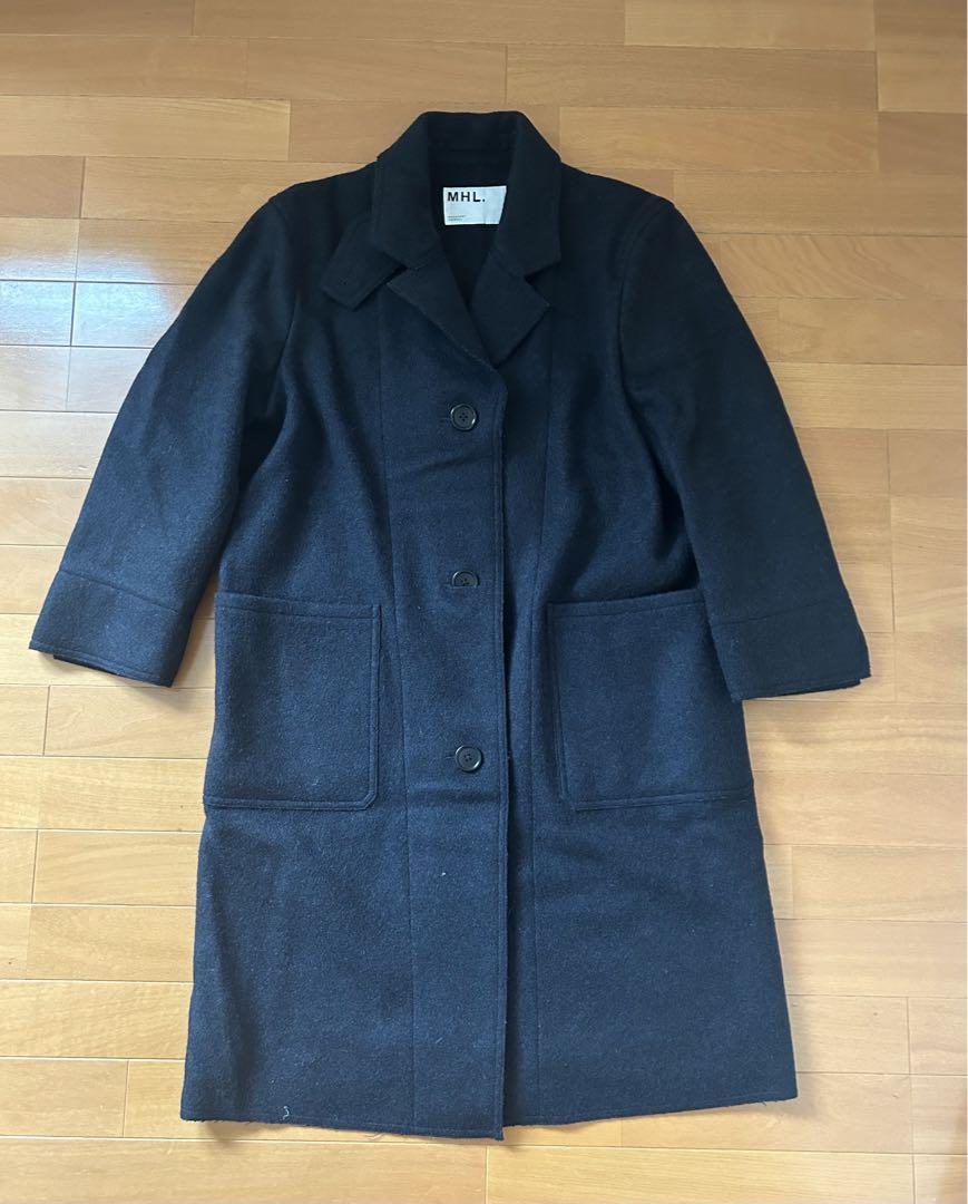 みずマーガレットハウエル　ピーコート　シングル　ネイビー　M MHL. マーガレットハウエル ネイビー 中綿ダウン モッズコート