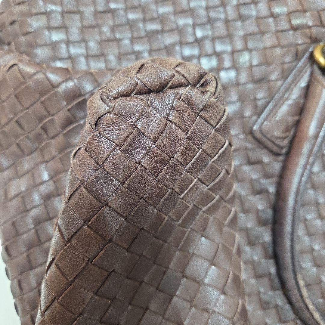 ボッテガヴェネタ、ダークブラウン レザー 編み込みトートバッグ