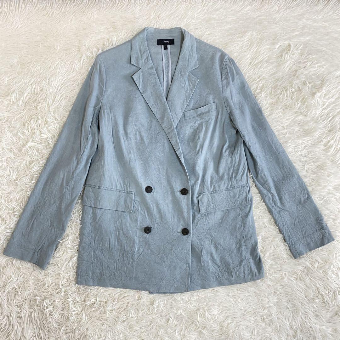 Theory リネン混 ストレッチ ECO CRUNCH WASH ノーカラー