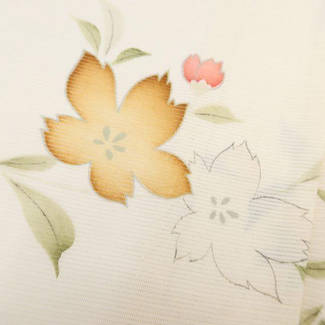 夏着物 正絹 絽 Sサイズ“力強い涼風に吹かれて動き出す桔梗☆”小紋 T-13