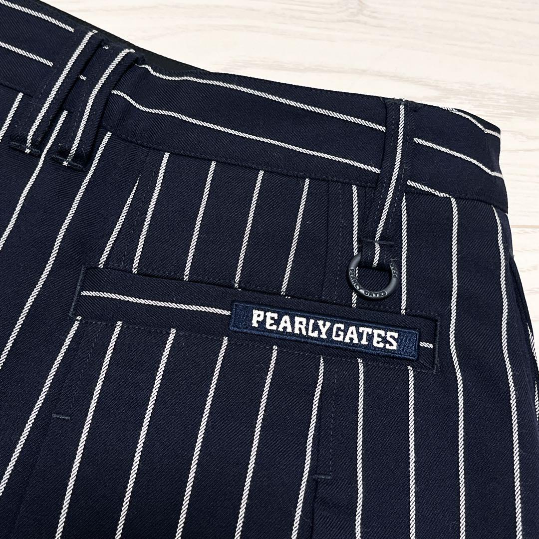 PEARLY GATES ウール混 プリーツ ストレッチスカート ストライプ　0