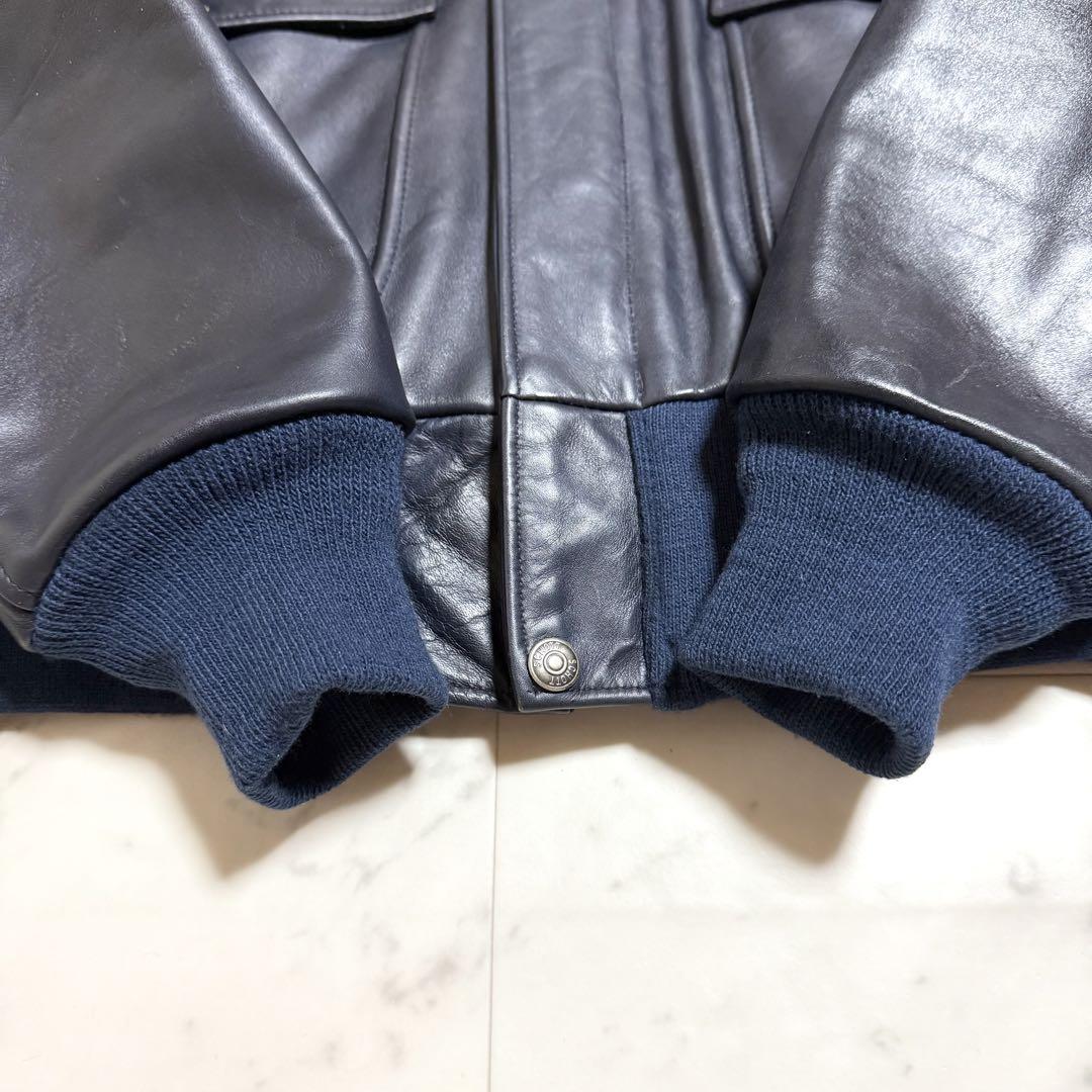希少サイズ 美品 Schott G-1 レザーフライトジャケット ネイビー 42