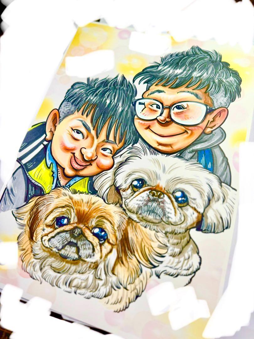 世界で1枚のオーダーメイド似顔絵☆プレミアムver★家族 世界で1枚のオーダーメイド似顔絵☆プレミアムver☆家族☆母の日