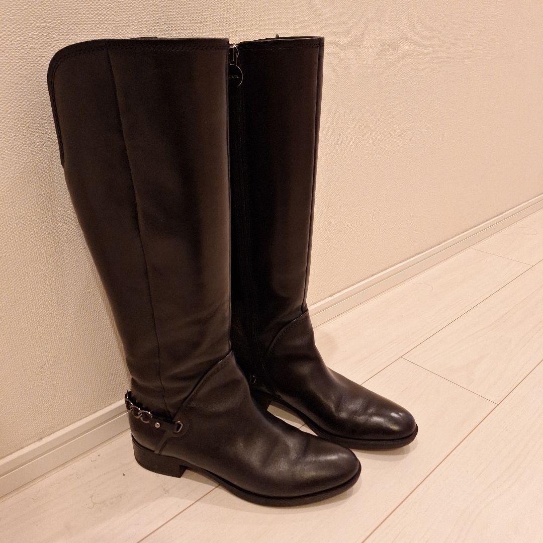【美品おまけあり】GEOX ブラックレザー ロングブーツ