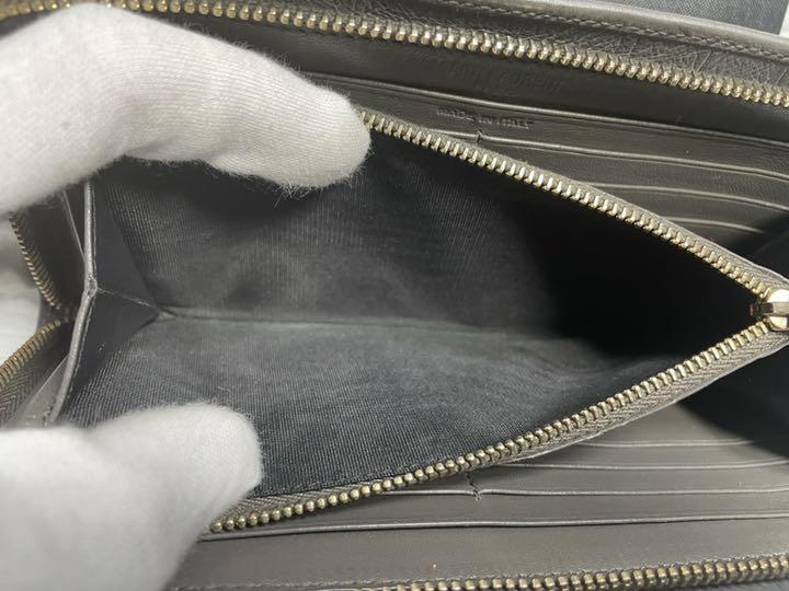 SAINT LAURENT 長財布 ラウンドファスナー クロコ調 型押しレザー