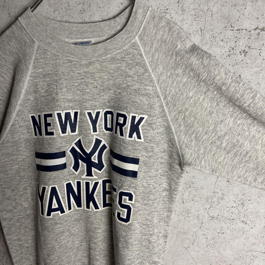 80s' USA製 ヘインズ MLB ヤンキース スウェット トレーナー 古着