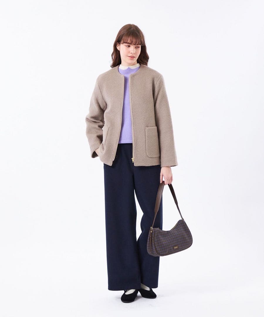 マッキントッシュフィロソフィー ウールパイルノーカラーショートコート サイズ36 マッキントッシュフィロソフィー ウールパイルノーカラーショートコート サイズ36