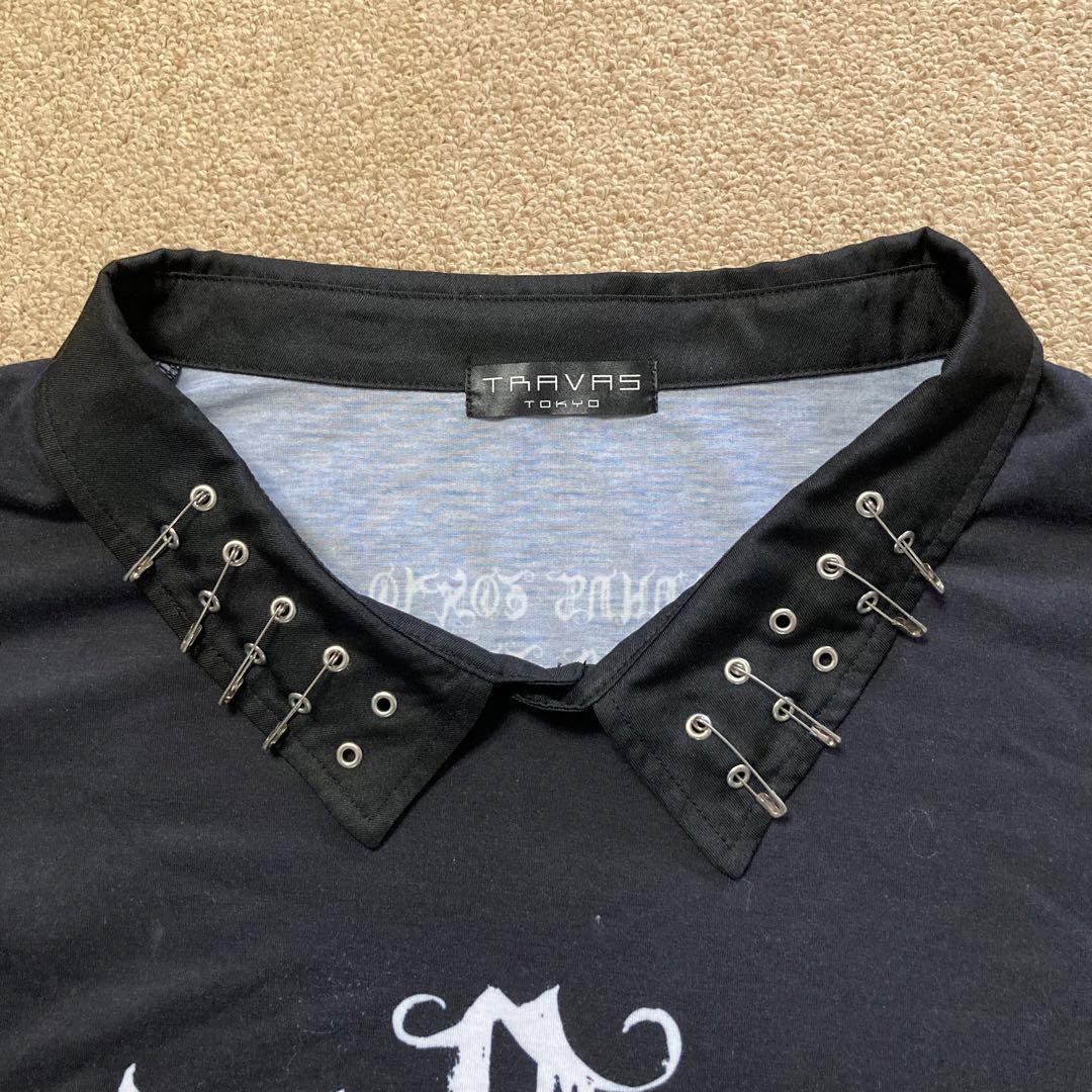 Travas Tokyo トラバストーキョー 安全ピン 襟付きTシャツ 猫