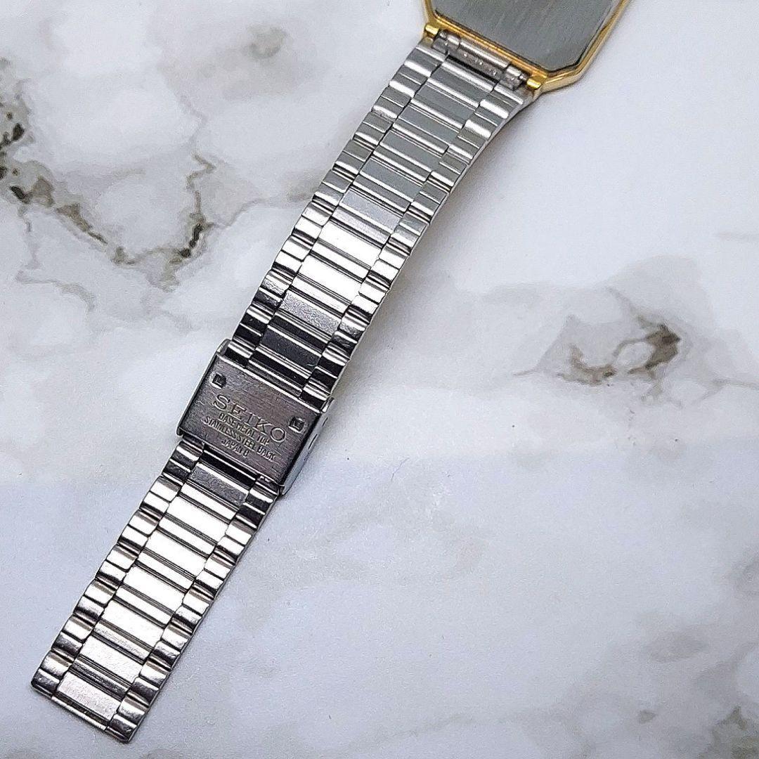 SEIKO 腕時計 ブラック ゴールド レディース オクタゴン ダイヤ 80’s