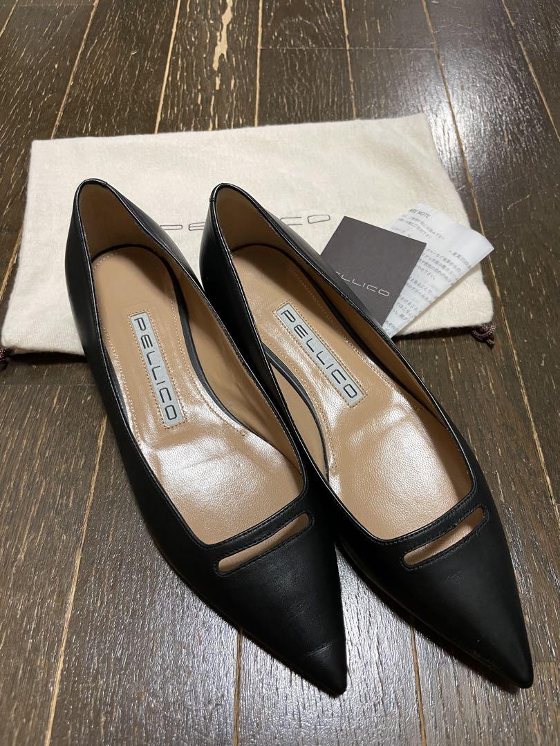 PELLICO ペリーコ　フラットパンプス　ブラック　サイズ37.5 Oggi掲載 ペリーコ ANELLI エナメル フラット パンプス 新品