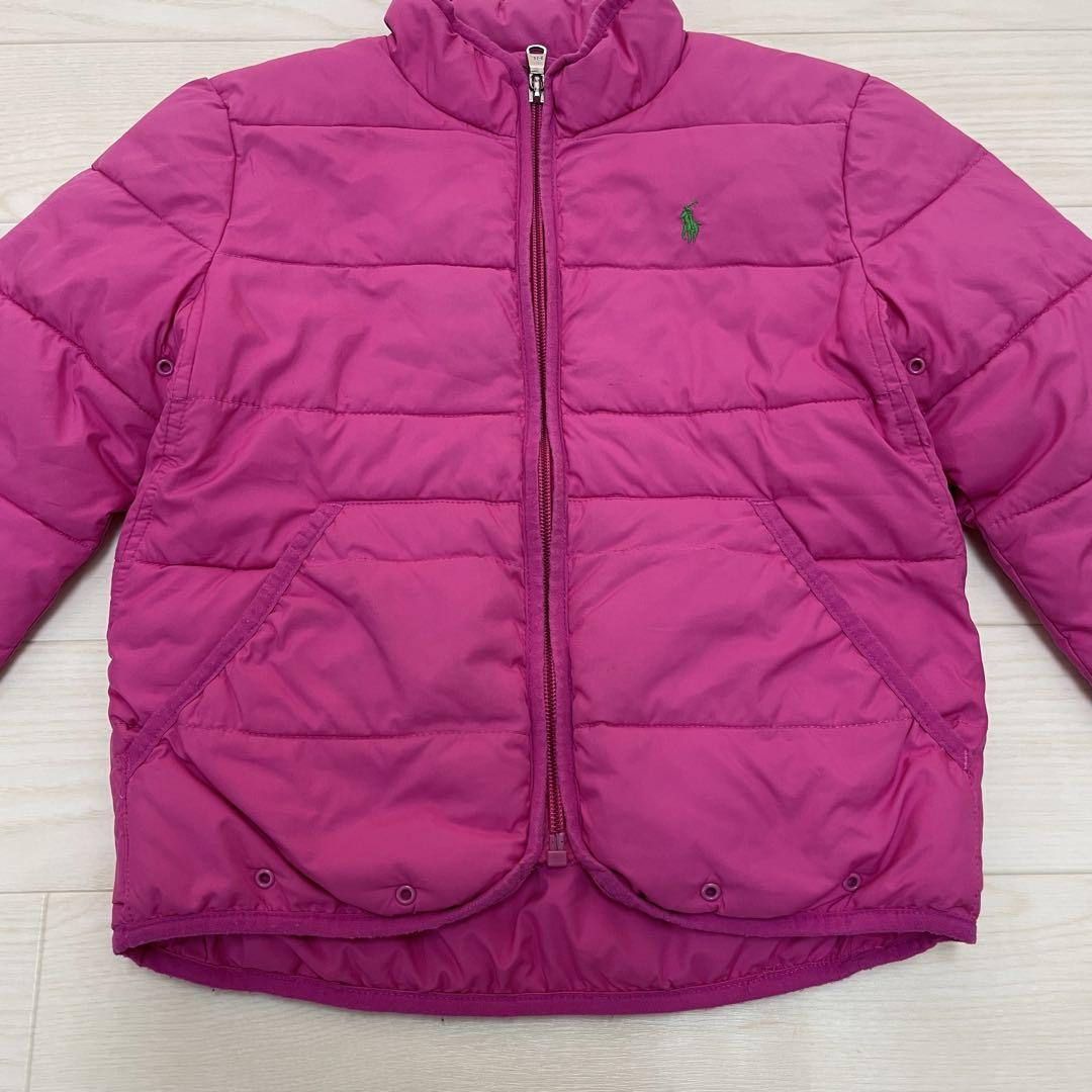 ポロ・ラルフ・ローレン フード付きピンクダウンジャケット　キッズサイズXL RALPH LAUREN ラルフローレン キッズ ダウンジャケット フード