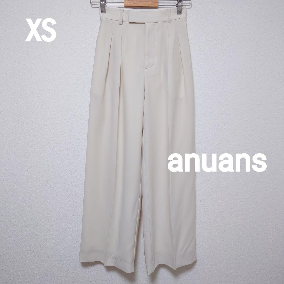 anuans☆スラックス パンツ ツータックワイドパンツ
