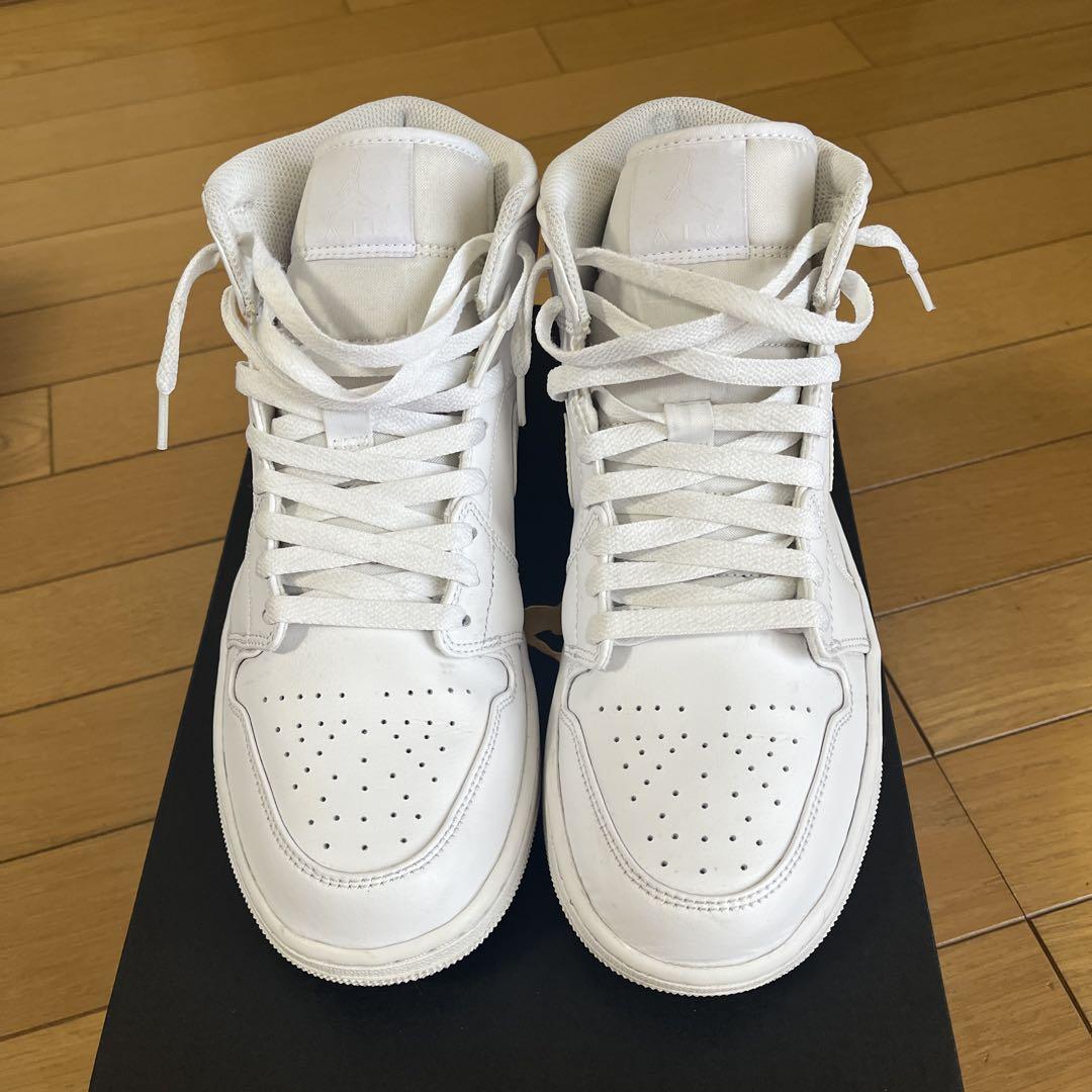 ナイキ ウィメンズ エアジョーダン1 ミッド　トリプルホワイト　23.5センチ エア ジョーダン 1 NIKE WMNS AIR JORDAN MID white/white-wht