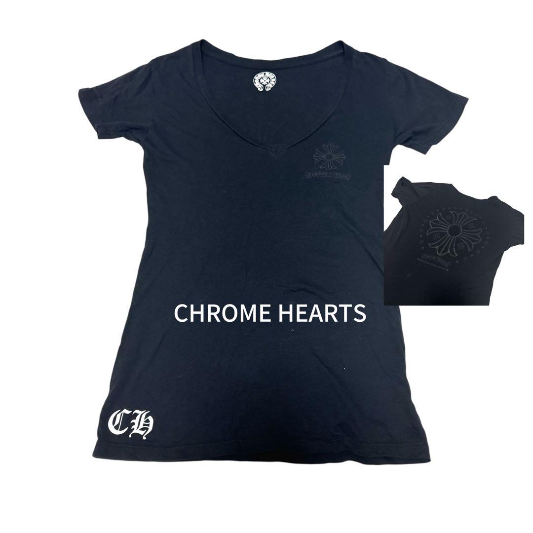 クロムハーツ　ホースシュー　USA製　ブラック Vネック　Tシャツ S ロゴ