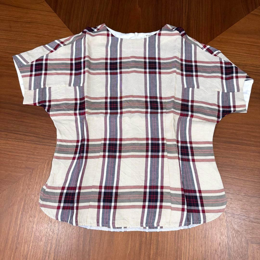 【VERMEIL par iena】アセテートリネンタータンチェックブラウス