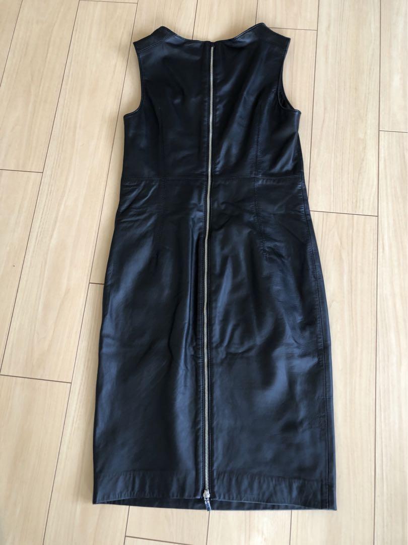 49av ジュンコ　シマダ　レザーワンピース　羊皮　サイズ38 黒