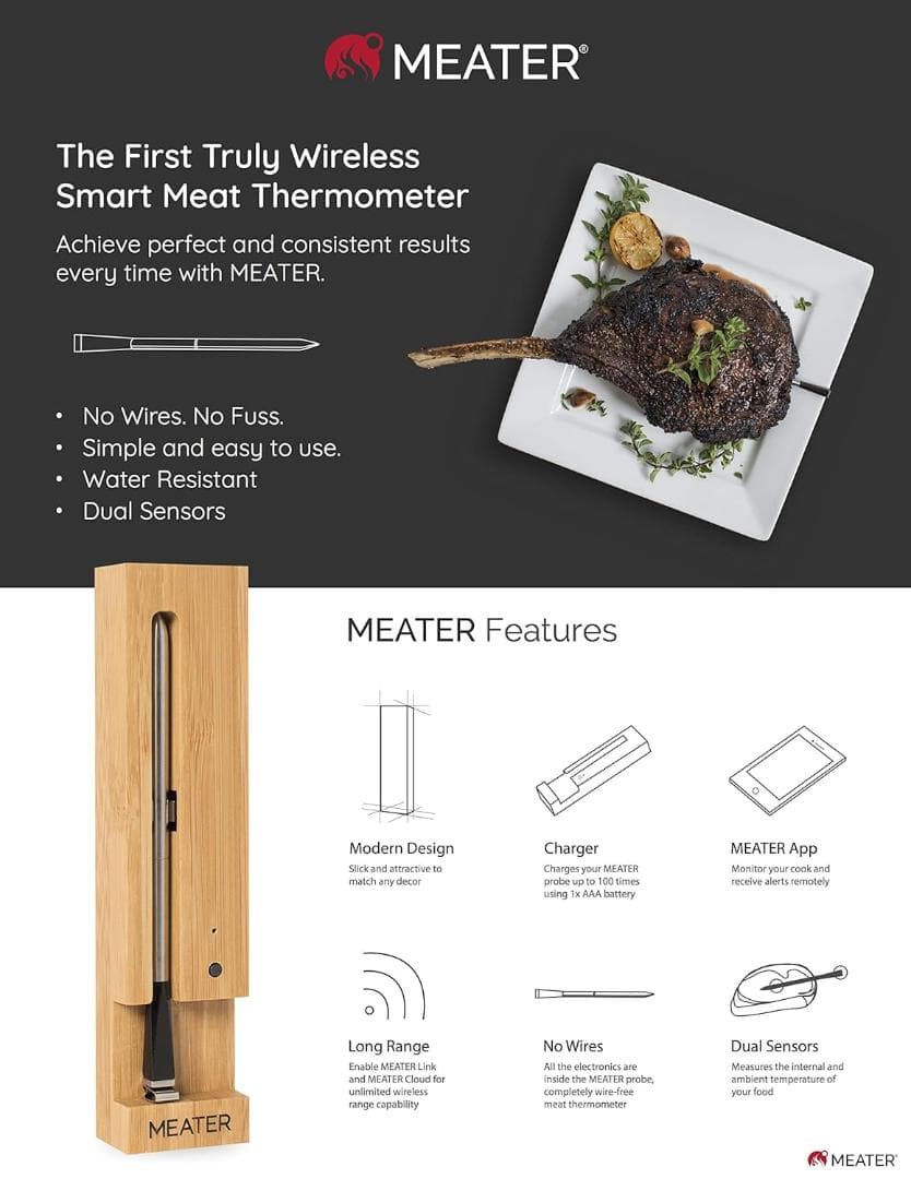 範囲33フィート ワイヤレススマート肉温度計