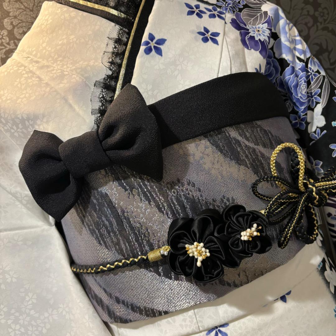 美品 白地 染分け 花模様 金彩 逸品 振袖 フルセット 振り袖