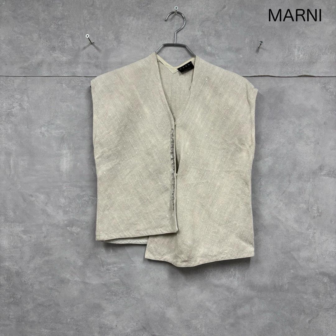MARNI マルニ FLAX リネン　スパンコール装飾 変形ベスト N1035