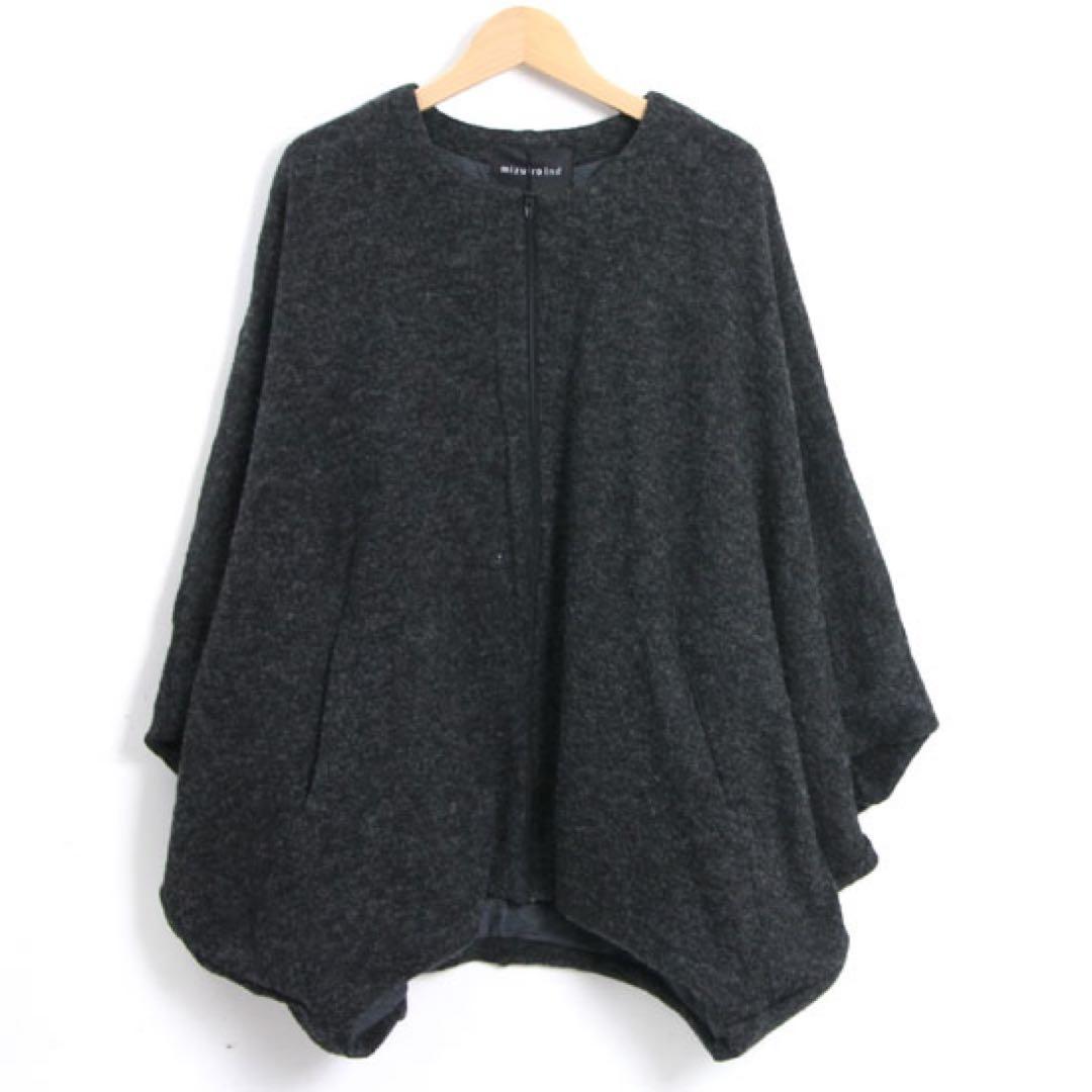 mizuiro ind コクーンブルゾン　ダークグレー　パーカー　長袖新田