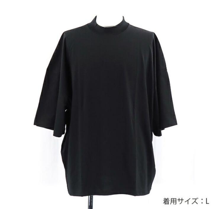 JIL 5分袖 ブラック L Z7fPy-m34423809510 SANDER ジルサンダーモックネック Tシャツ 定番豊富な