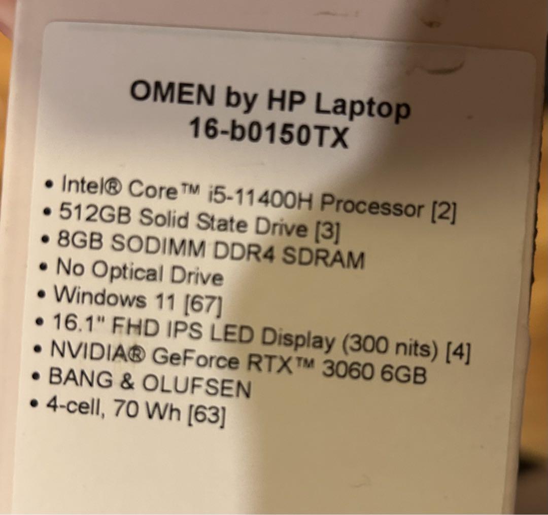 美品 OMEN hp 16 RTX3060 core i5 11400H 画像11