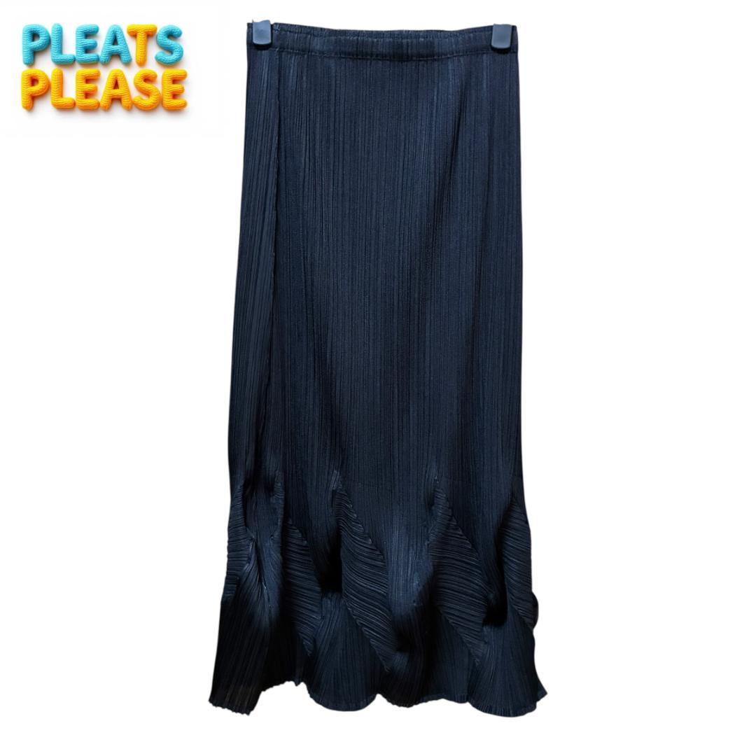 美品】PLEATS PLEASE イッセイミヤケ ロングスカート ブラック L
