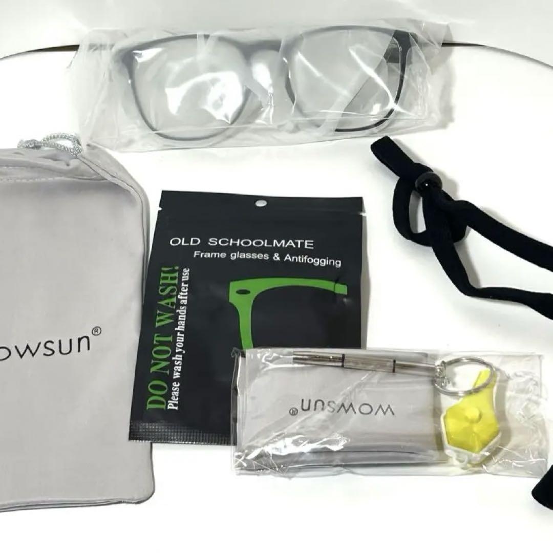 大幅値下げ中！！WOWSUN 花粉対策メガネ ブルーライト 紫外線 粉塵 飛沫