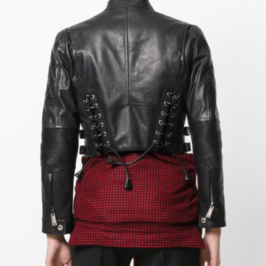 アメリカ通販ファッション デニム レザー DSQUARED2 美品 切替 シングル キルティング ジャケット・アウター