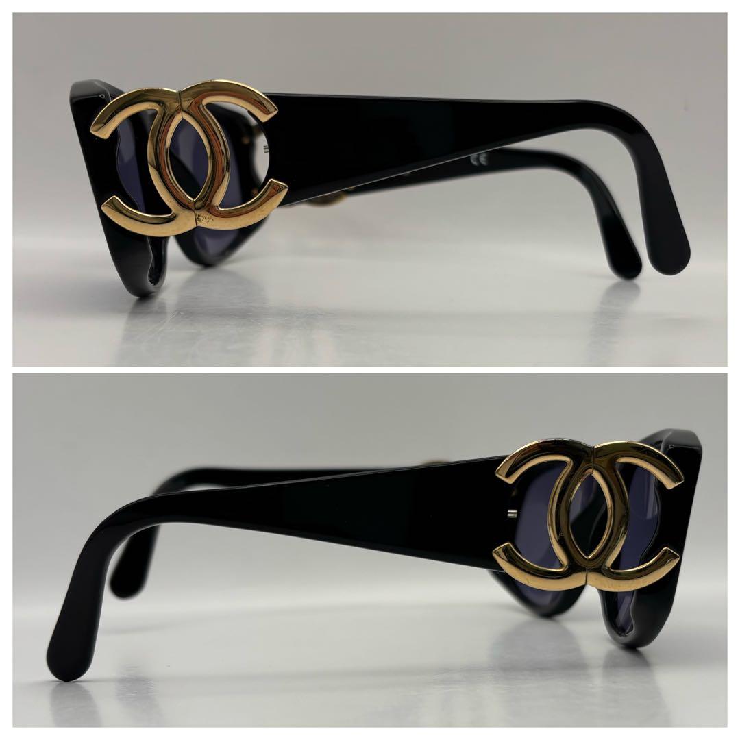CHANEL シャネル サングラス ココマーク ブラック ゴールド ケース付 CHANEL シャネル サングラス ココマーク ブラック ゴールド ケース付
