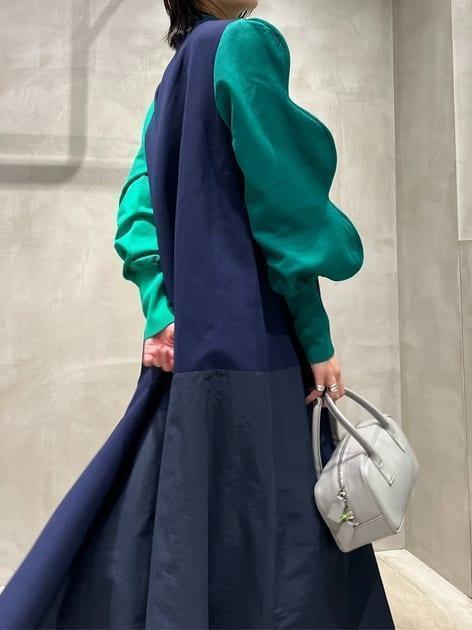 ヘリンドットサイ Mountain sleeve docking dress
