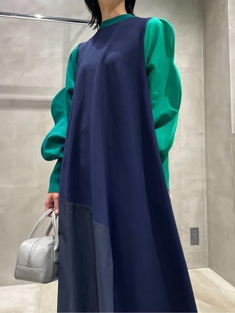 ヘリンドットサイ Mountain sleeve docking dress
