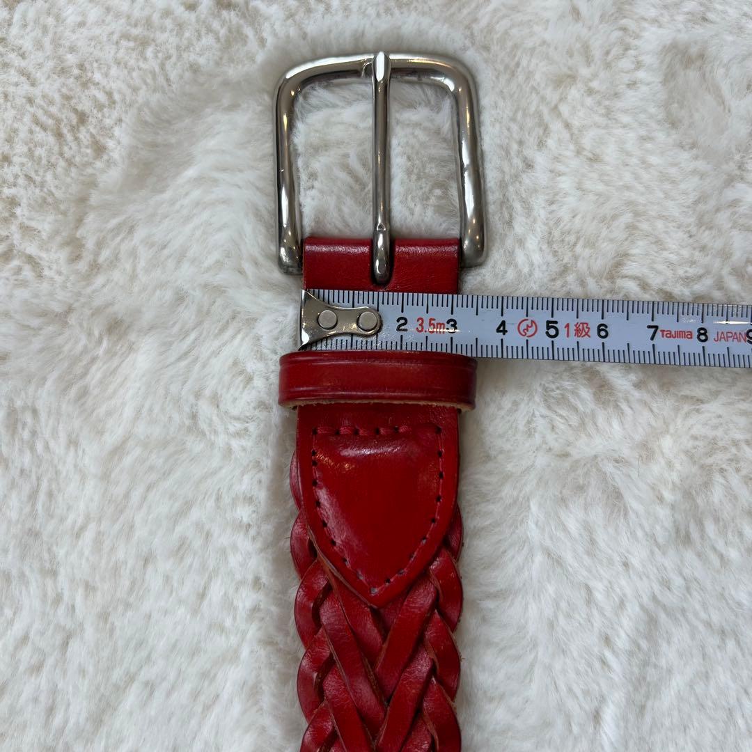 美品✨ホワイトハウスコックス ベルト 編み込み メッシュ レザー レッド 30 美品✨ホワイトハウスコックス ベルト 編み込み メッシュ レザー レッド 30